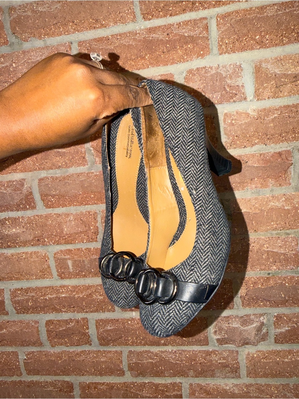 croft & barrow Gray Herringbone Heels with Black Buckle